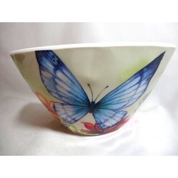 Studio California Soup Dessert Cereal Bowl Butterfly Floral Garden Melamine Gift - Picture 6 of 6